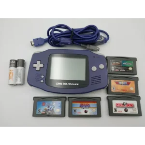 Nintendo Game Boy Advance Indigo Bundle w/ Link Cable & 5 Games - TESTED