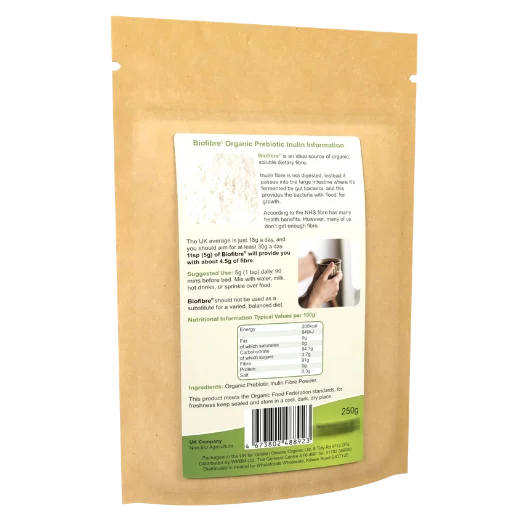 Organic Prebiotic Inulin Powder 250g by Golden Greens - 91% Fibre for Gut Health - Image 2