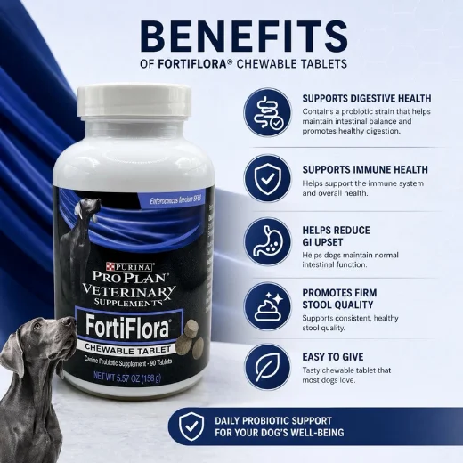 Purina Pro Plan FortiFlora Probiotic Supplement For DOGS | 90 Chewable Tablets - Image 2