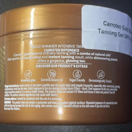 Carroten Gold Shimmer Intensive Tanning Gel SPF0 5.07 fl oz - Made in Greece - Image 6